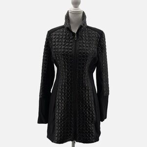 Anatomie Quilted Puffer Zip Front Coat/Long Jacket in Black - Size Small